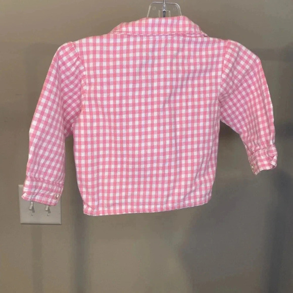 Vintage teal overalls. Size 18 months. Pink Checkered material inside and shirt - Picture 9 of 9